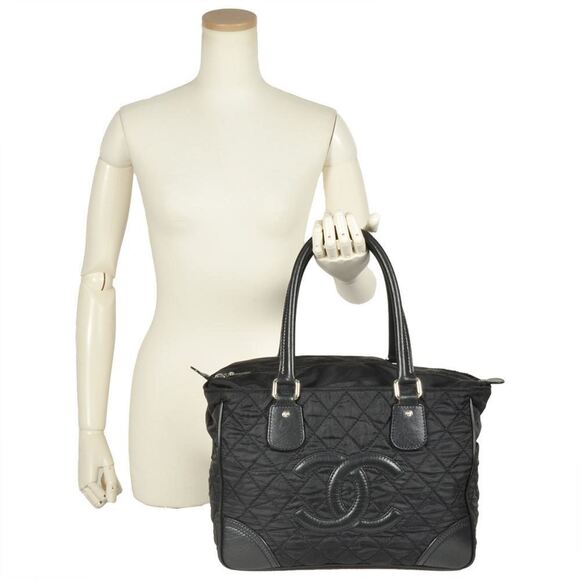 CHANEL Black Leather Logo Tote Bag - Picture 9 of 9